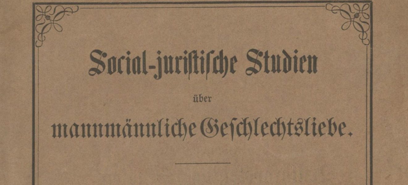 Karl Heinrich Ulrichs: Social-juristische Studien über mannmännliche Geschlechtsliebe - Erste Schrift (1864): "Vindex" - Umschlag